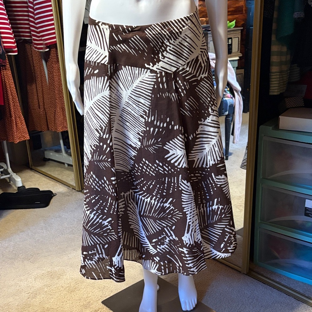 Jones New York Elegant Brown and White A-Line Skirt